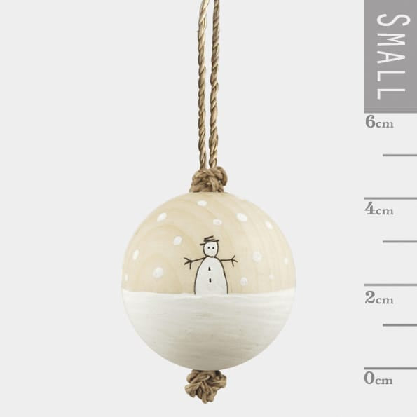 East of India Wooden Bauble, Snowman Bauble East of India Wooden Bauble Christmas Tree Decoration - Snowman