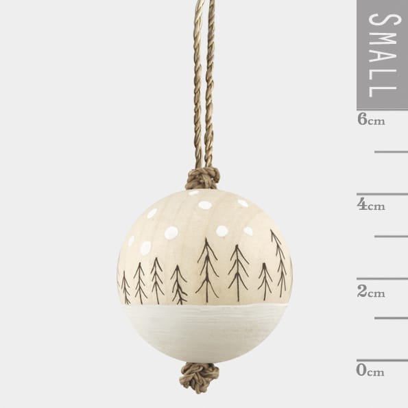 East of India Wooden Bauble, Winter Trees Bauble East of India Wooden Bauble Christmas Tree Decoration - Winter Trees