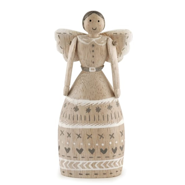 East of India Wooden Folk Art Angel | Natural Christmas Decoration Christmas Decoration East of India Wooden Folk Art Angel Christmas Decoration - Natural
