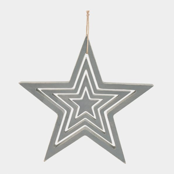 East of India Wooden Hanging Outline Star Set | Grey Hanging Decoration East of India Wooden Hanging Outline Star Set - Grey