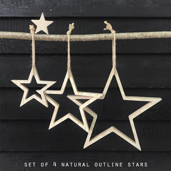 East of India Wooden Hanging Outline Star Set | Natural Hanging Decoration East of India Wooden Hanging Outline Star Set - Natural