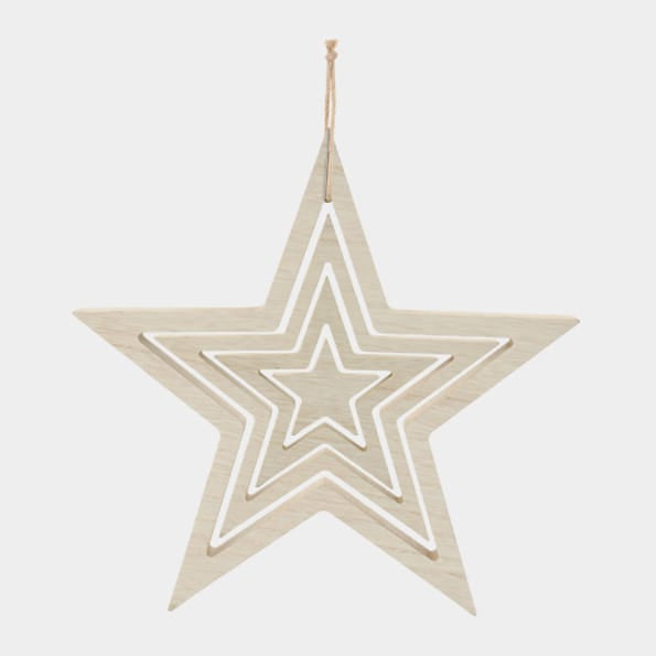 East of India Wooden Hanging Outline Star Set | Natural Hanging Decoration East of India Wooden Hanging Outline Star Set - Natural