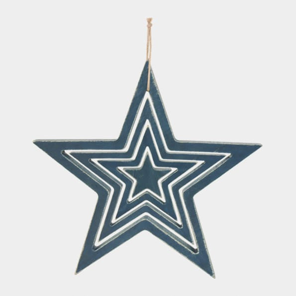 East of India Wooden Hanging Outline Star Set | Navy Hanging Decoration East of India Wooden Hanging Outline Star Set - Navy
