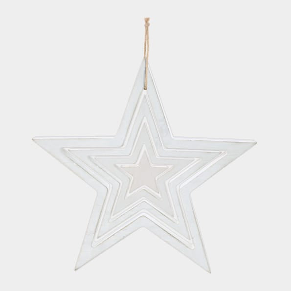 East of India Wooden Hanging Outline Star Set | White Hanging Decoration East of India Wooden Hanging Outline Star Set - White