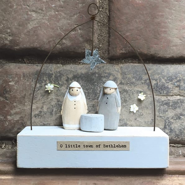 East of India Wooden Nativity Scene, O Little Town of Bethlehem Christmas Decoration East of India Wooden Nativity Scene - O Little Town of Bethlehem