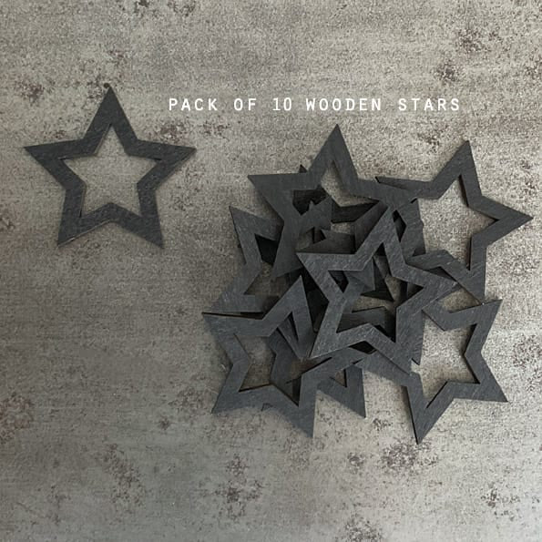 East of India Wooden Outline Stars Black | Pack of 10 Christmas Decoration East of India Wooden Outline Stars - Black, Pack of 10