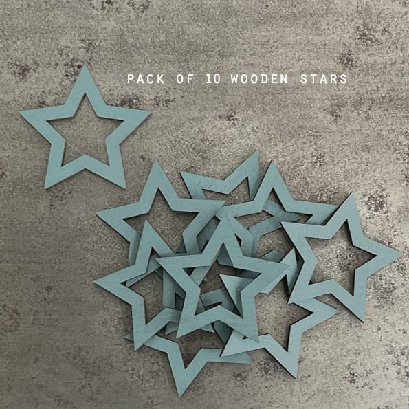 East of India Wooden Outline Stars Green | Pack of 10 Christmas Decoration East of India Wooden Outline Stars - Green, Pack of 10
