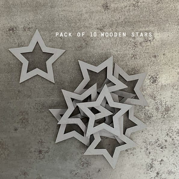 East of India Wooden Outline Stars Grey | Pack of 10 Christmas Decoration East of India Wooden Outline Stars - Grey, Pack of 10