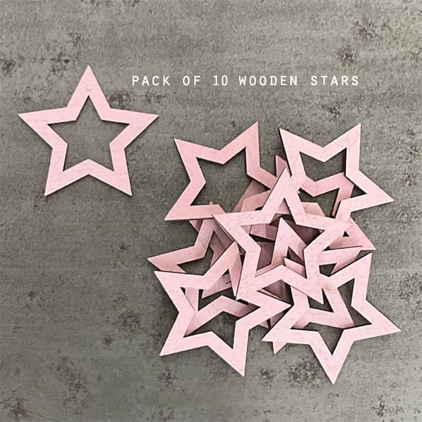 East of India Wooden Outline Stars Pink | Pack of 10 Christmas Decoration East of India Wooden Outline Stars - Pink, Pack of 10