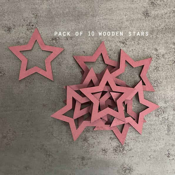 East of India Wooden Outline Stars Red | Pack of 10 Christmas Decoration East of India Wooden Outline Stars - Red, Pack of 10