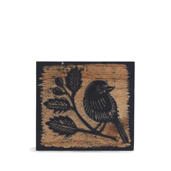 East of India Wooden Picture Block, Robin &amp; Rosehip gift East of India Wooden Picture Block - Robin &amp; Rosehip