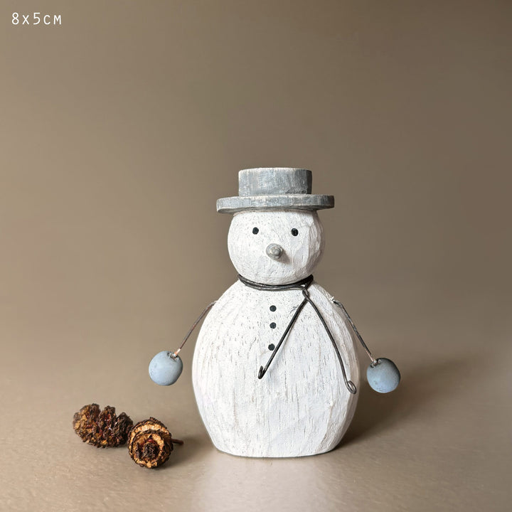 East of India Wooden Snowman Decoration, Grey Mittens Christmas Decoration East of India Wooden Snowman Christmas Decoration - Grey Mittens