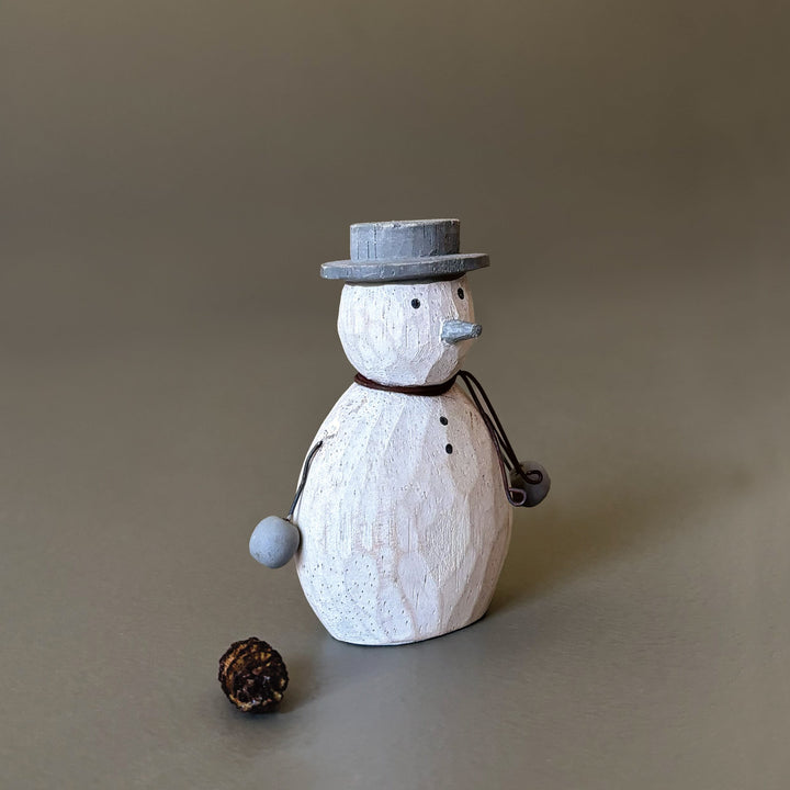 East of India Wooden Snowman Decoration, Grey Mittens Christmas Decoration East of India Wooden Snowman Christmas Decoration - Grey Mittens