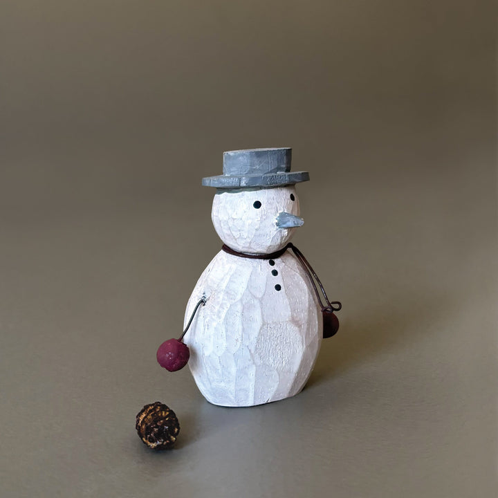 East of India Wooden Snowman Decoration, Red Mittens Christmas Decoration East of India Wooden Snowman Christmas Decoration - Red Mittens