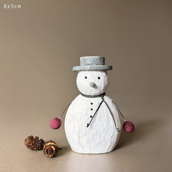 East of India Wooden Snowman Decoration, Red Mittens Christmas Decoration East of India Wooden Snowman Christmas Decoration - Red Mittens