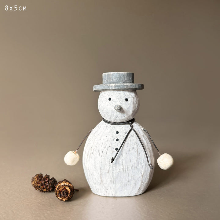 East of India Wooden Snowman Decoration, White Mittens Christmas Decoration East of India Wooden Snowman Christmas Decoration - White Mittens