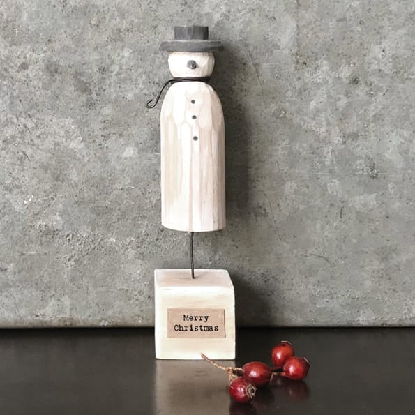 East of India Wooden Snowman on Stand Christmas Decoration Christmas Decoration East of India Wooden Snowman on Stand Christmas Decoration