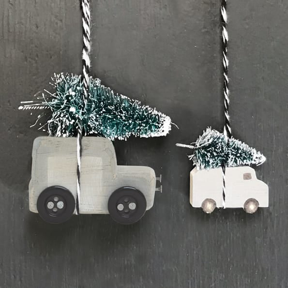 East of India Wooden Van with Tree Hanging Decoration | Small Hanging Decoration East of India Wooden Van with Tree on Roof Hanging Decoration - Small