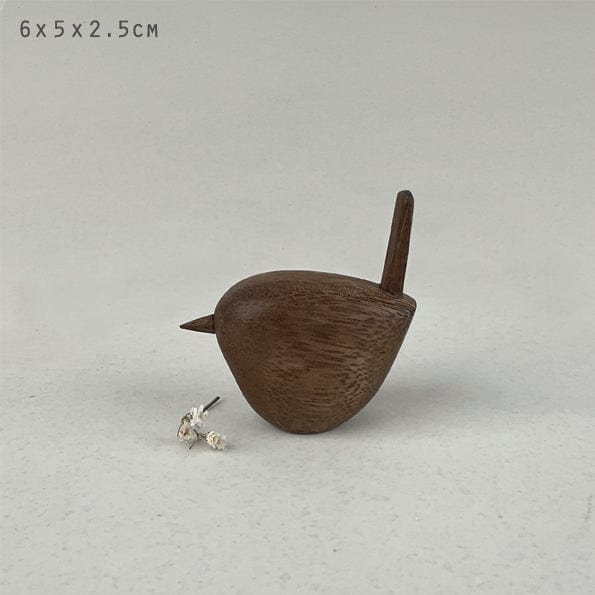 East of India Wren Ornament - Dark Wood Hanging Decoration East of India Wren Ornament - Dark Wood