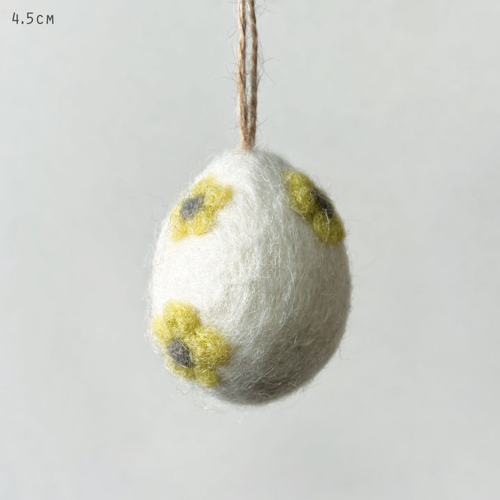 East of India Yellow Felted Daisy Easter Egg Decoration Easter Decoration East of India Felted Daisy Easter Egg Hanging Decoration - Yellow
