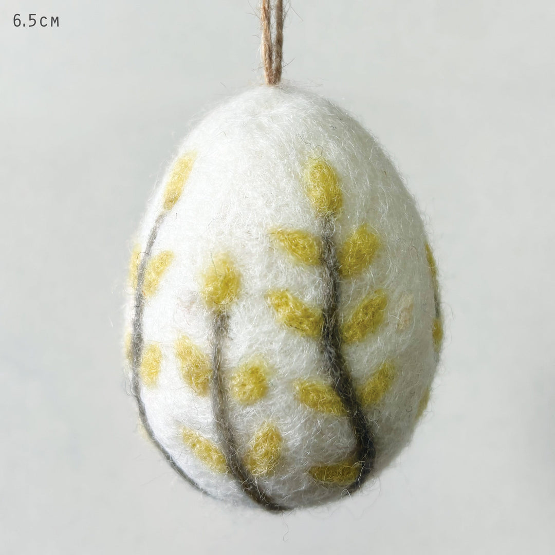East of India Yellow Floral Felted Easter Egg Decoration Easter Decoration East of India Floral Felted Easter Egg Hanging Decoration - Yellow