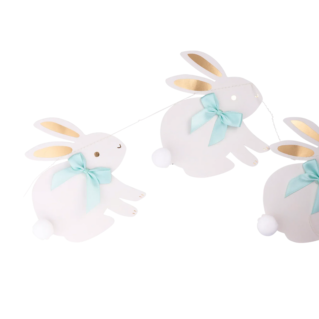 Easter Bunnies with Ribbon Bows Banner Bunting Easter Bunnies with Ribbon Bows Banner