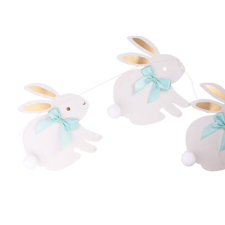 Easter Bunnies with Ribbon Bows Banner Bunting Easter Bunnies with Ribbon Bows Banner