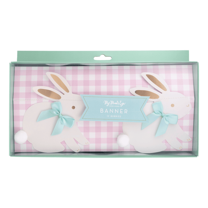 Easter Bunnies with Ribbon Bows Banner Bunting Easter Bunnies with Ribbon Bows Banner