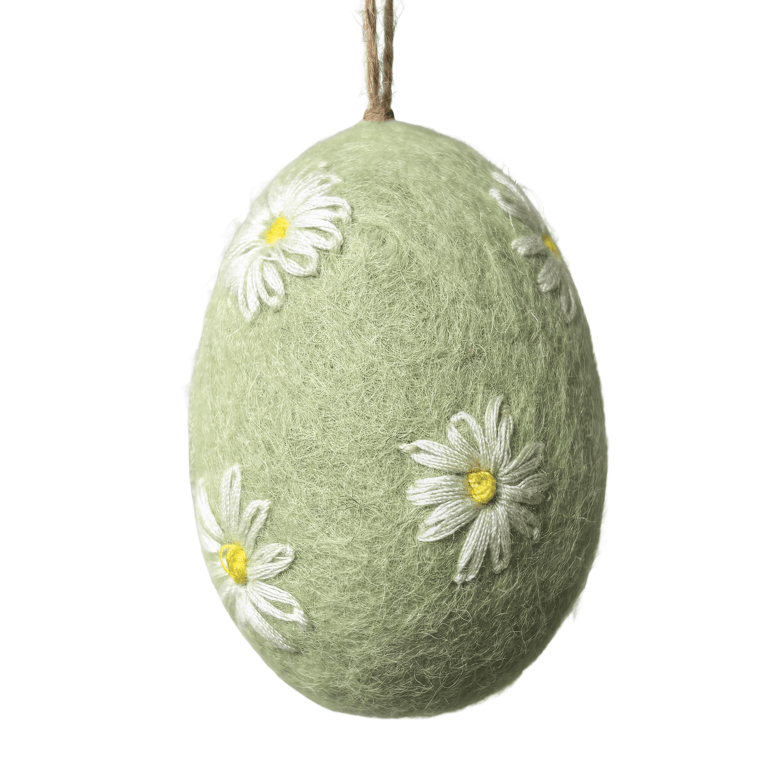 Easter Embroidered Daisy Egg - Green easter decorations Easter Embroidered Daisy Egg - Green