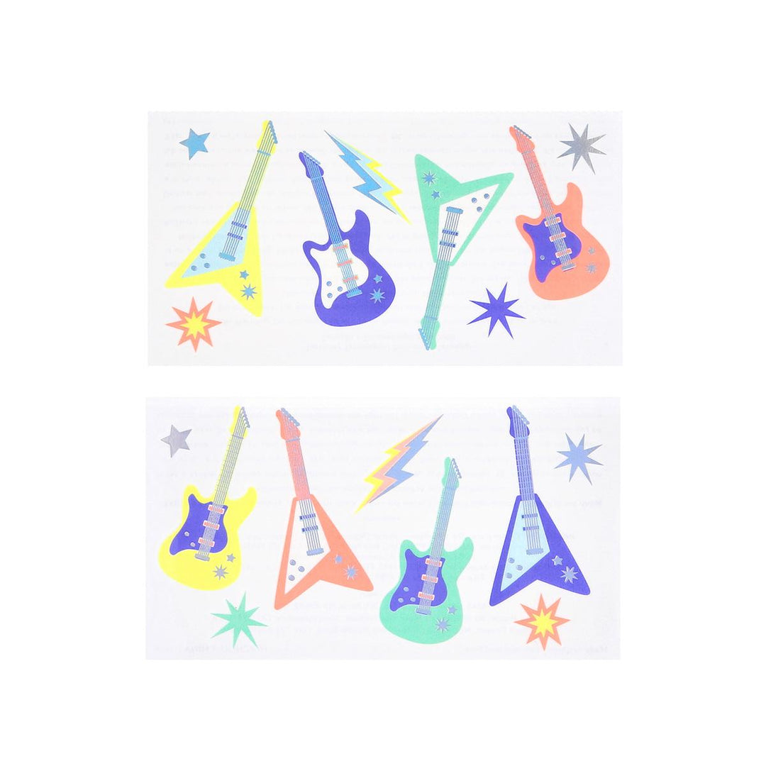 Electric Guitar Temporary Tattoos x 18 | Meri Meri Rock Star Party temporary tattoos Electric Guitar Temporary Tattoos x 18