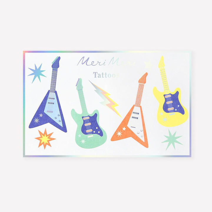 Electric Guitar Temporary Tattoos x 18 | Meri Meri Rock Star Party temporary tattoos Electric Guitar Temporary Tattoos x 18