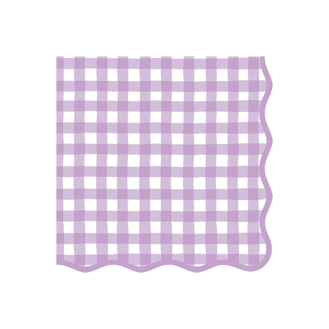 Elegant Lilac Gingham Party Napkins x 20 Paper Napkins Elegant Lilac Gingham Party Napkins x 20