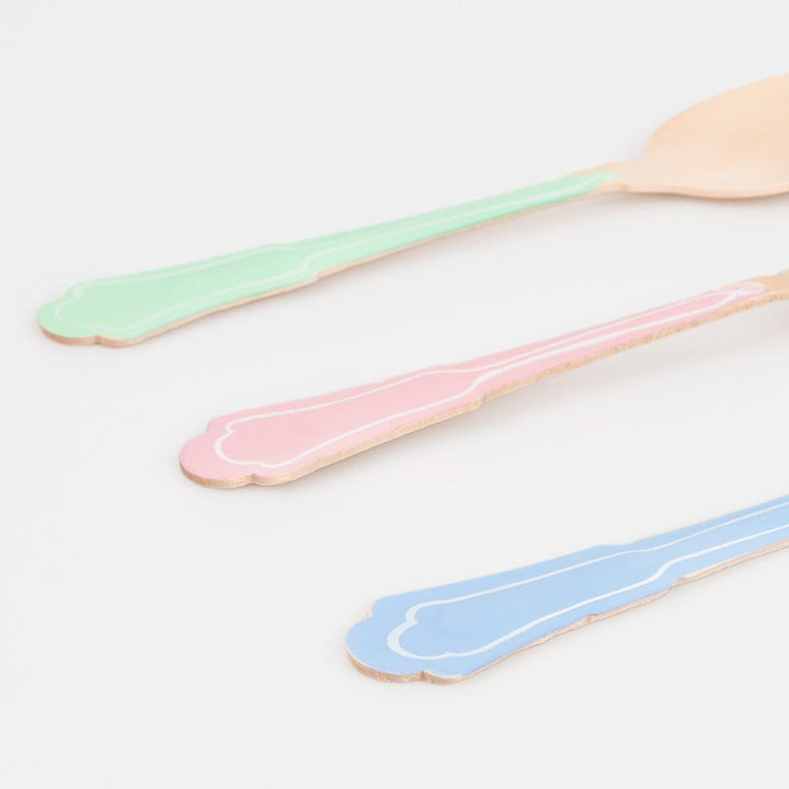 Elegant Mixed Colour Wooden Party Cutlery Set x 24 | Meri Meri Party Cutlery Elegant Mixed Colour Wooden Party Cutlery Set x 24