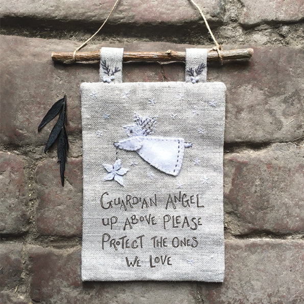 Embroidered Linen Christmas Angel Picture | East of India Christmas Decoration East of India Embroidered Christmas Picture - Angel