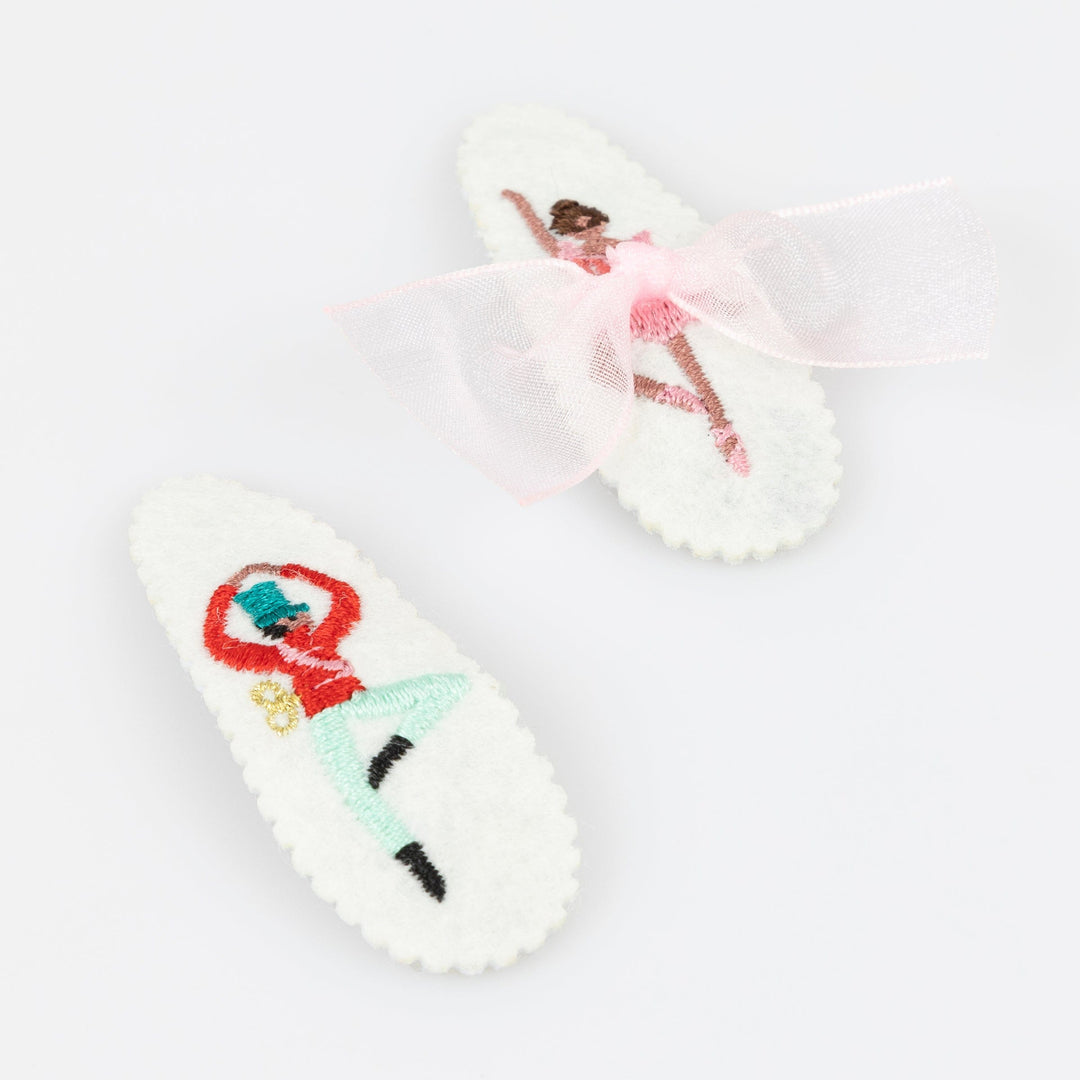 Embroidered Nutcracker Christmas Hair Clips x 5 | Meri Meri Nutcracker Party Accessories Embroidered Nutcracker Christmas Hair Clips x 5