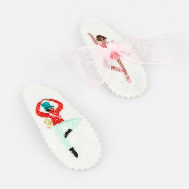 Embroidered Nutcracker Christmas Hair Clips x 5 | Meri Meri Nutcracker Party Accessories Embroidered Nutcracker Christmas Hair Clips x 5