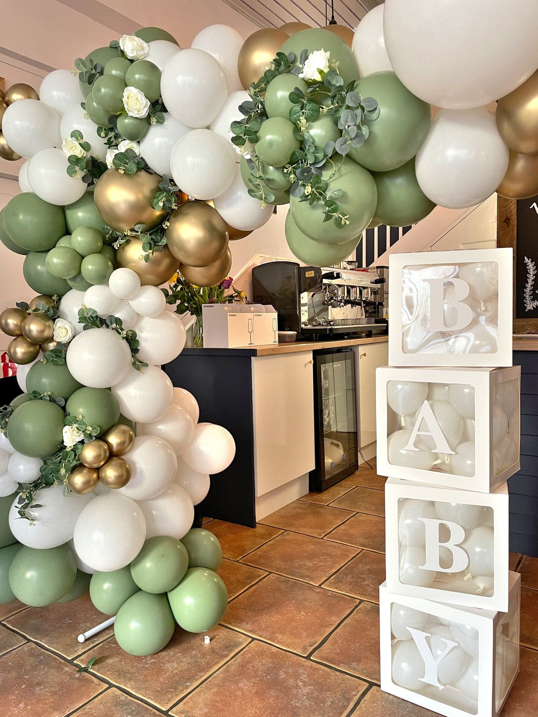 Eucalyptus Sage Green Baby Shower Blocks Balloons Eucalyptus Sage Green Baby Shower Blocks