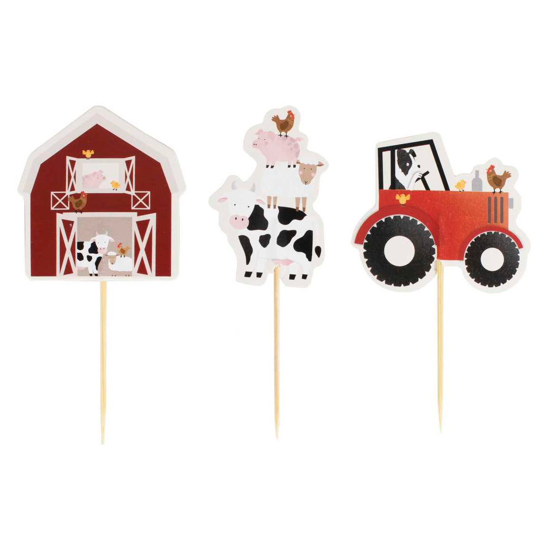 party cups Farm Birthday Cake Cupcake Toppers (Pack of 12)