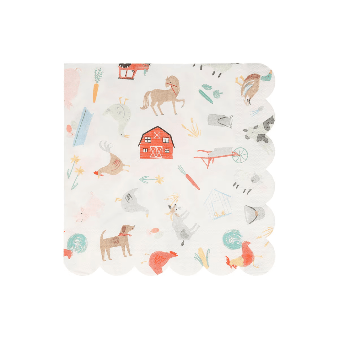 Farm Party Supplies - On The Farm Large Party Napkins x 20 Paper Napkins On The Farm Large Party Napkins x 20