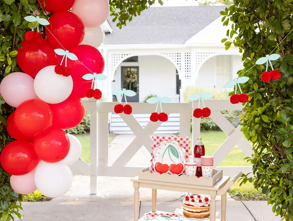 Felt Cherries Banner - Cherry Party Decorations Banners Felt Cherries Banner