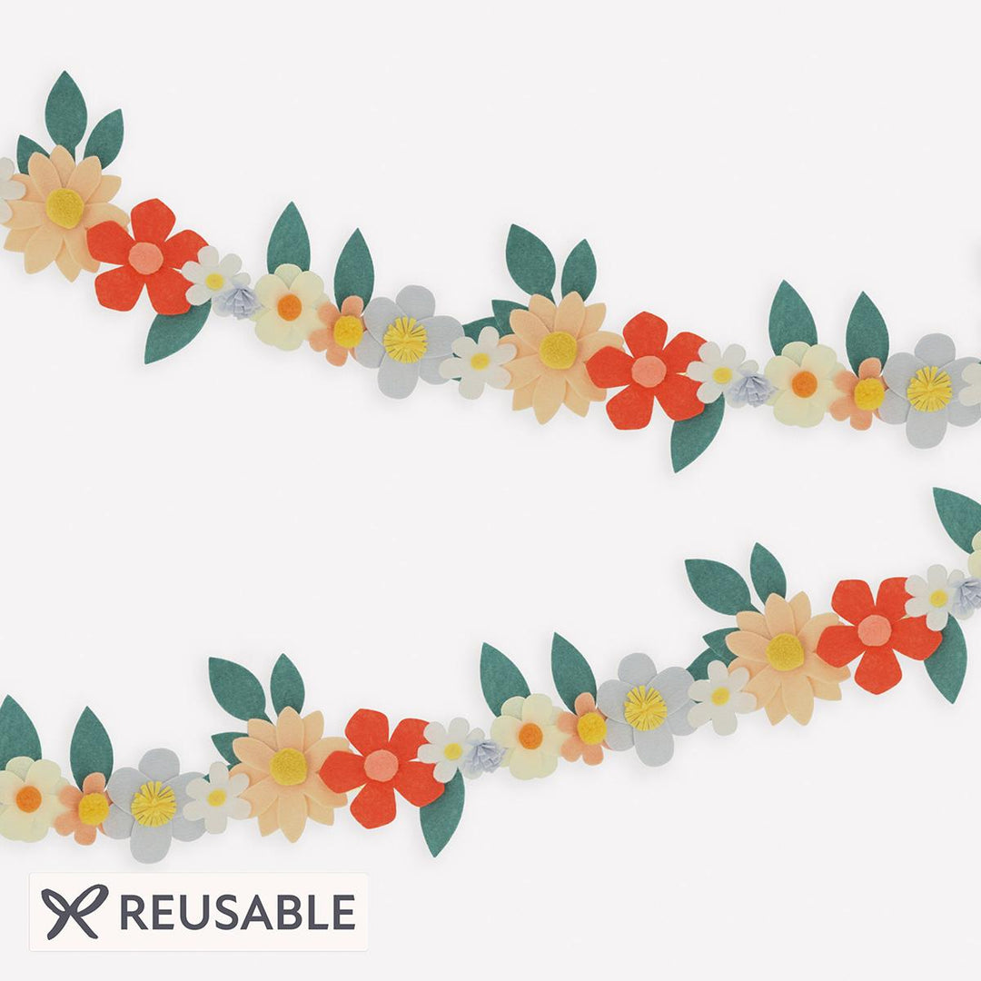 Felt Flower Party Garland Bunting Felt Flower Party Garland