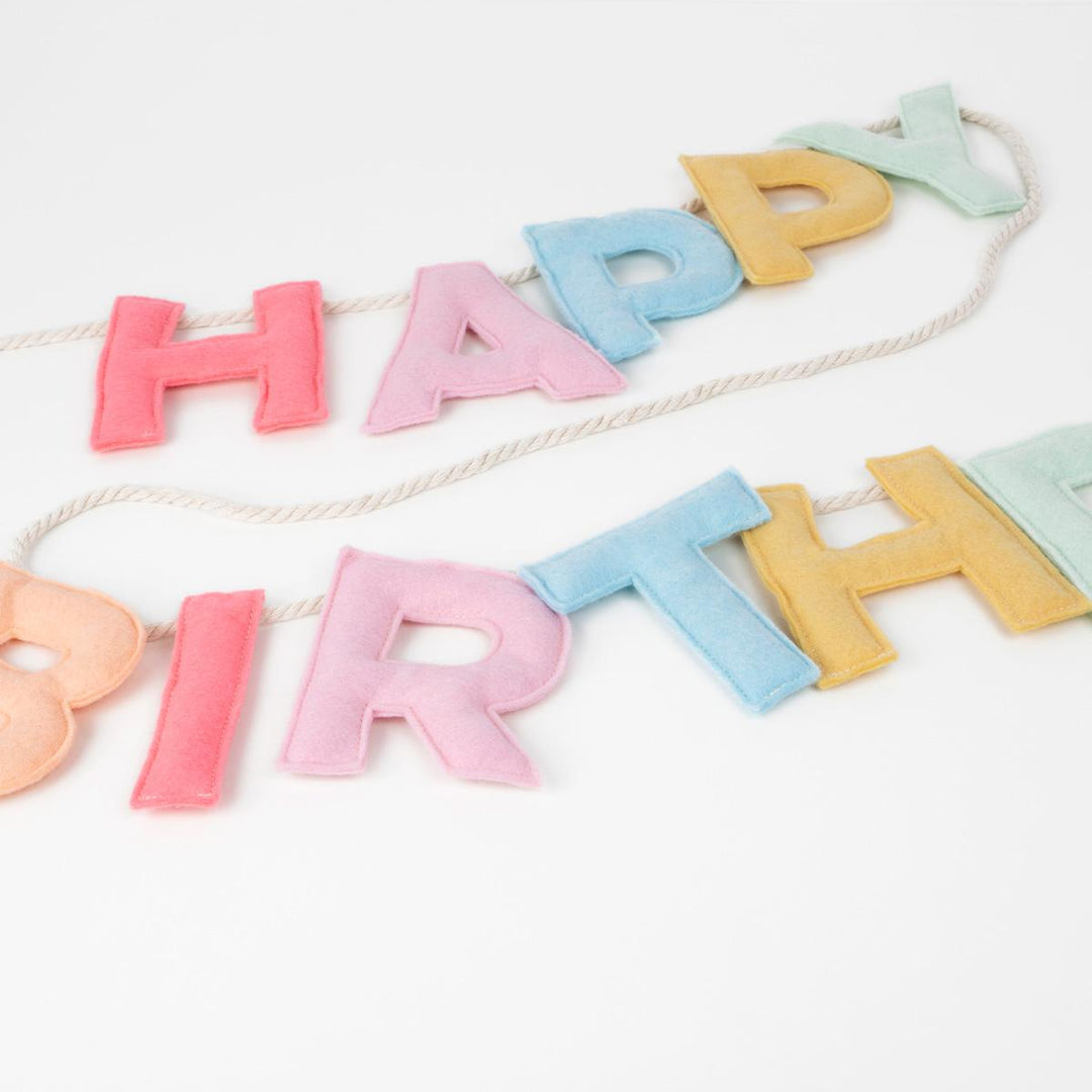 Felt Happy Birthday Party Garland | Meri Meri Bunting Felt Happy Birthday Party Garland
