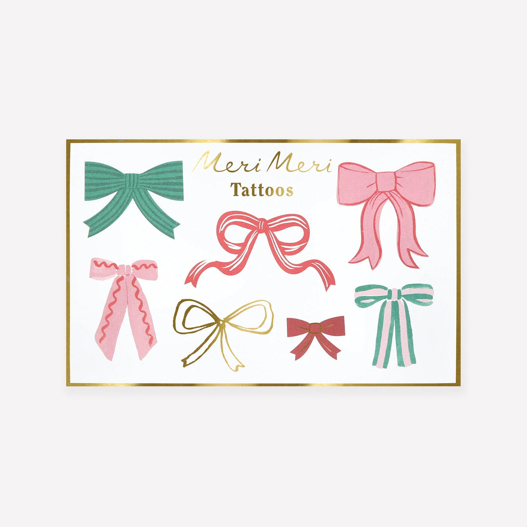 Festive Bows Temporary Tattoos | Meri Meri Christmas Stocking Fillers temporary tattoos Festive Bows Temporary Tattoos