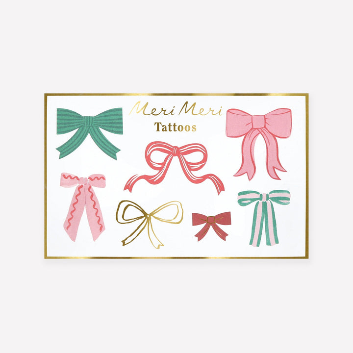 Festive Bows Temporary Tattoos | Meri Meri Christmas Stocking Fillers temporary tattoos Festive Bows Temporary Tattoos