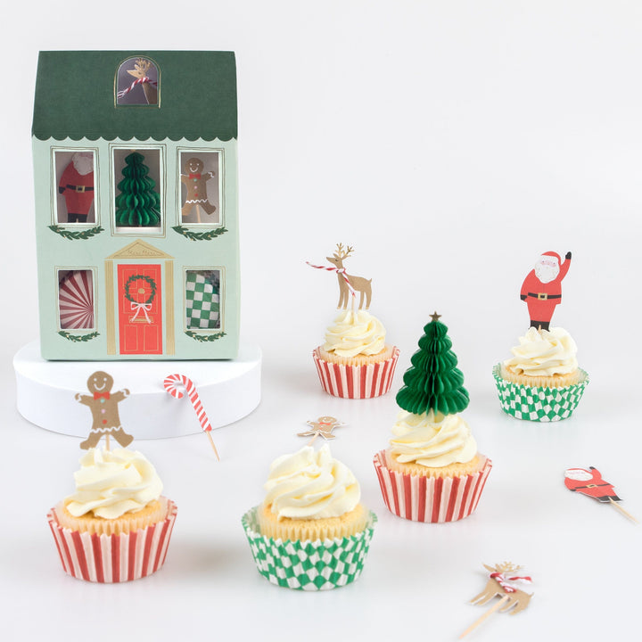 Festive House Christmas Cupcake Kit x 24 | Meri Meri Christmas Baking Cake Decorating Supplies Festive House Christmas Cupcake Kit x 24