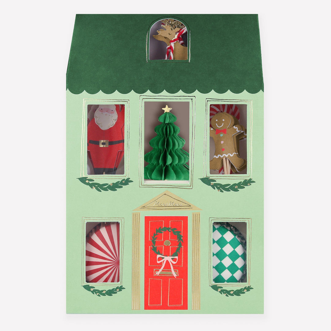 Festive House Christmas Cupcake Kit x 24 | Meri Meri Christmas Baking Cake Decorating Supplies Festive House Christmas Cupcake Kit x 24