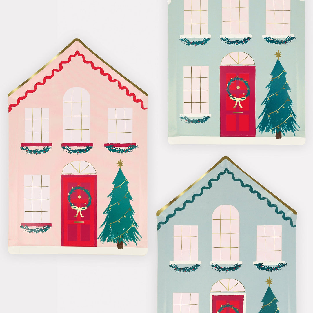 Festive House Christmas Party Plates x 8 | Meri Meri Christmas Table party plates Festive House Christmas Party Plates x 8
