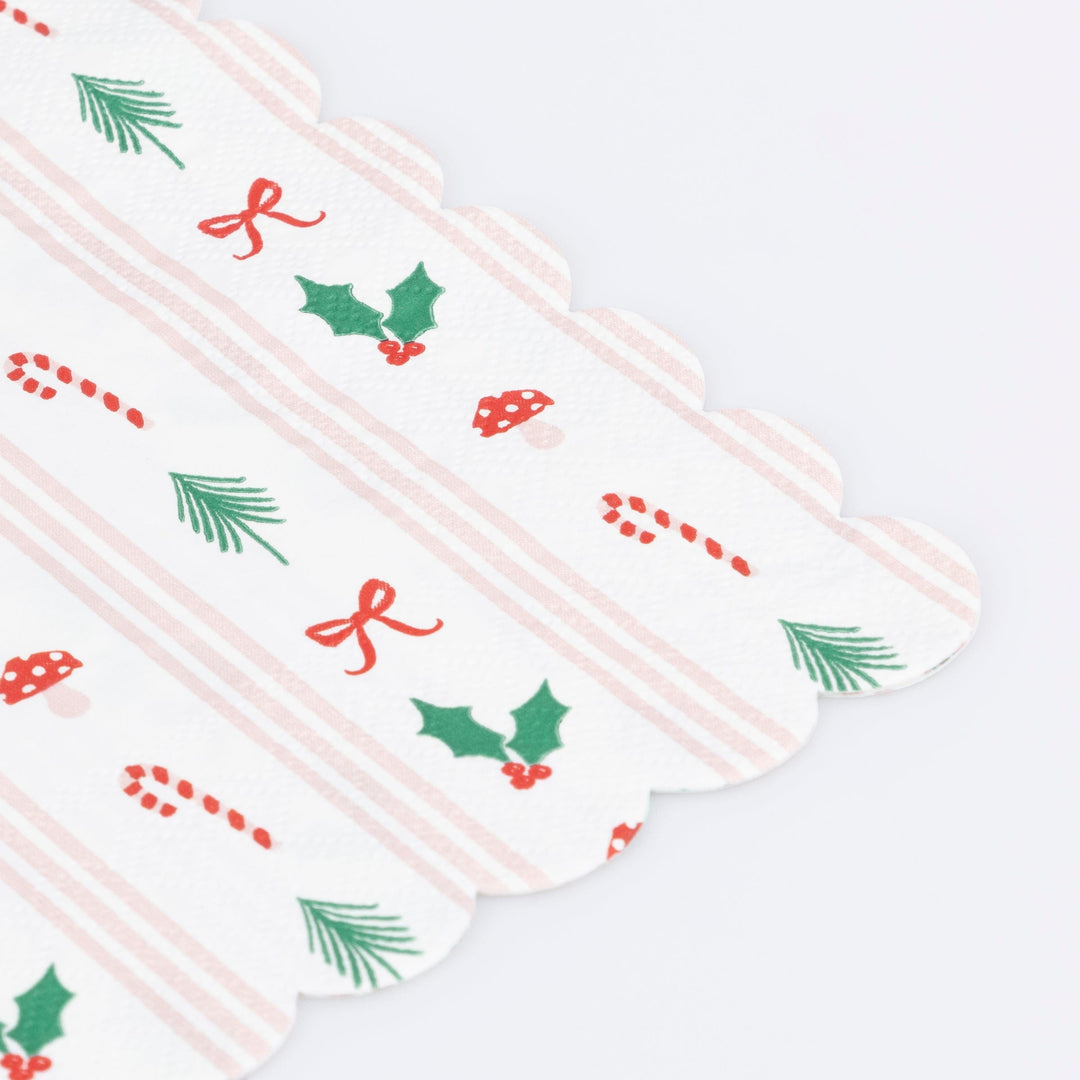 Festive Icon Stripes Large Christmas Party Napkins x 16 | Meri Meri Christmas Table party napkins Festive Icon Stripes Large Christmas Party Napkins x 16