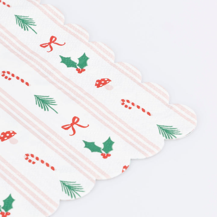 Festive Icon Stripes Large Christmas Party Napkins x 16 | Meri Meri Christmas Table party napkins Festive Icon Stripes Large Christmas Party Napkins x 16