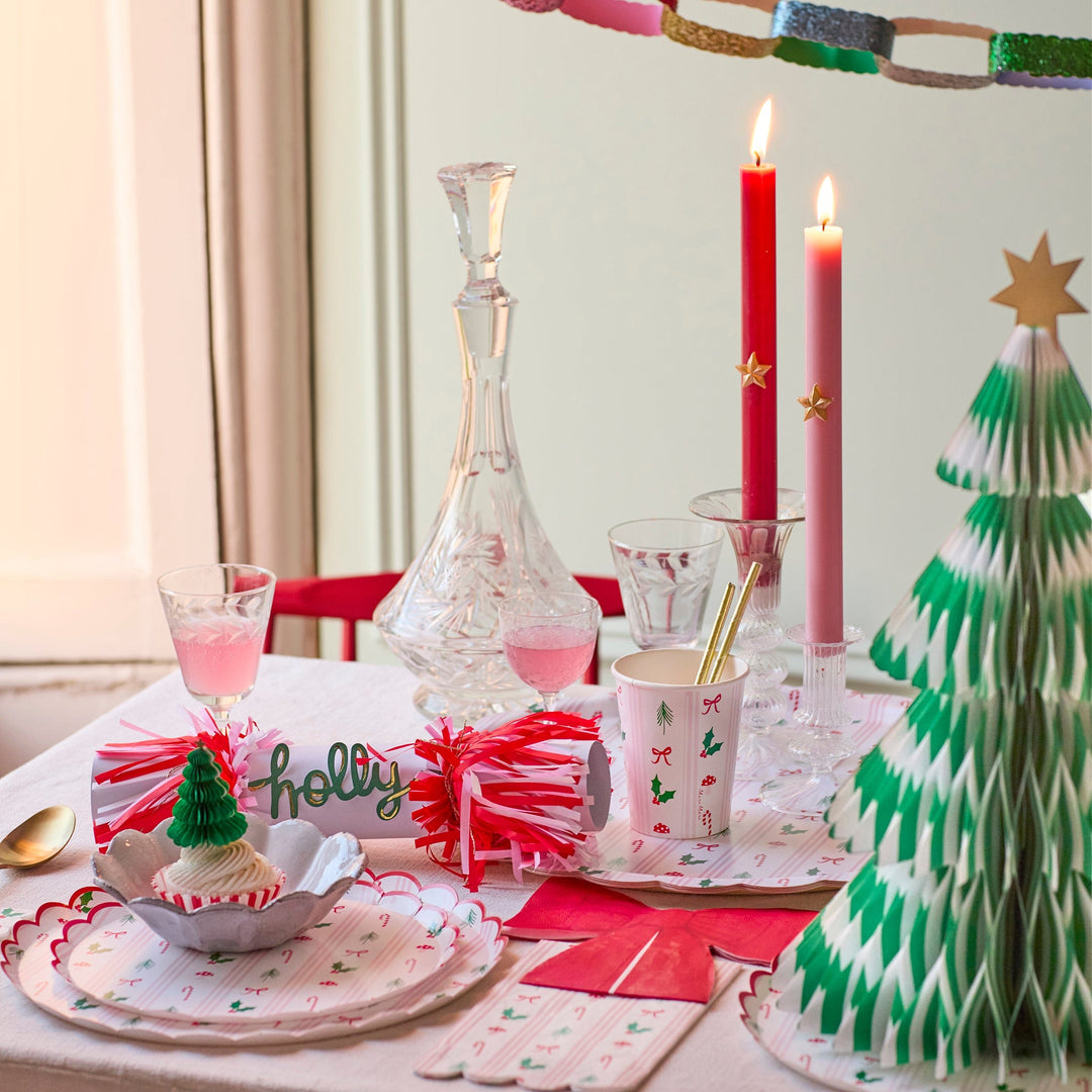 Festive Icon Stripes Large Christmas Party Plates x 8 | Meri Meri Christmas Table party plates Festive Icon Stripes Large Christmas Party Plates x 8